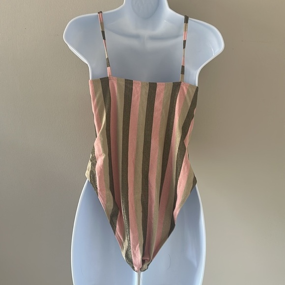 Solid & Striped The Olympia One-Piece Swimsuit Sz Large Arco Shimmer Arco Stripe - Picture 6 of 10